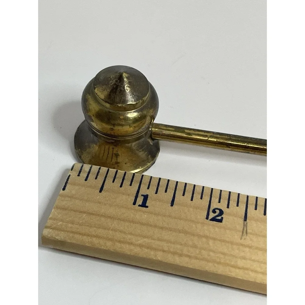 Vintage All-Metal Brass Finish Candle Snuffer measures 12.5